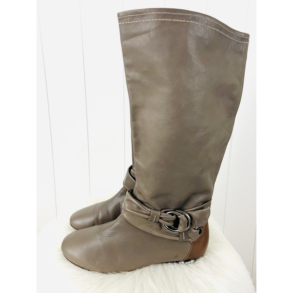 B. Makowsky Gray Taupe Soft Leather Slouch Boots BFREBAY Knee High Boots Sz 11W